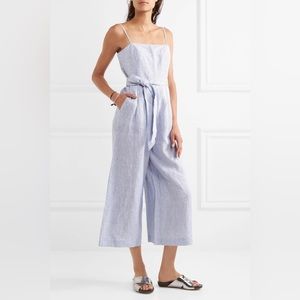 Jcrew Linen blue & white jumpsuit